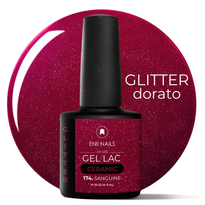 smalto semipermanente rosso glitter oro