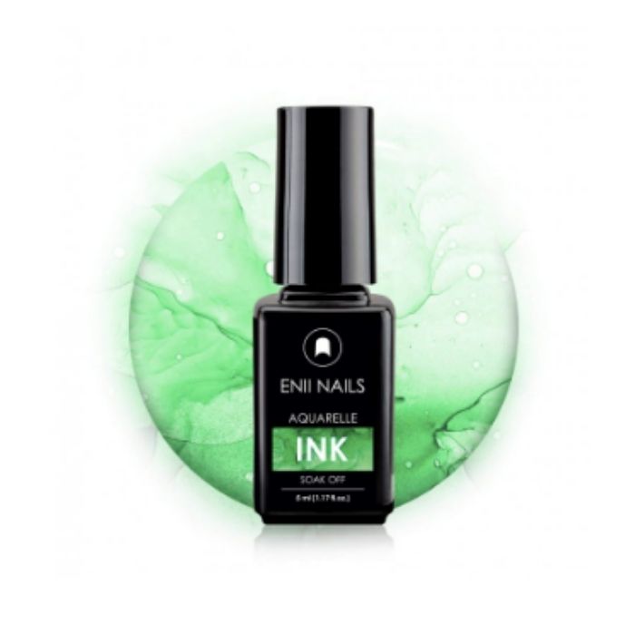 aquarelle ink nail art verde