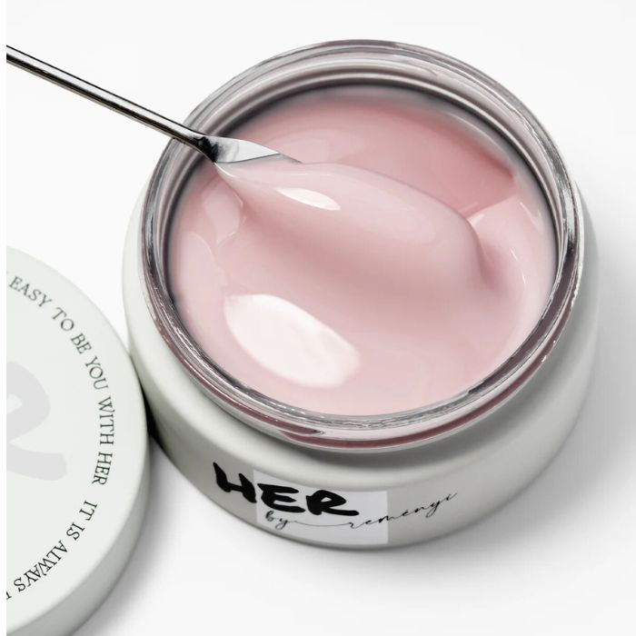 Gel per unghie rosa in un barattolo