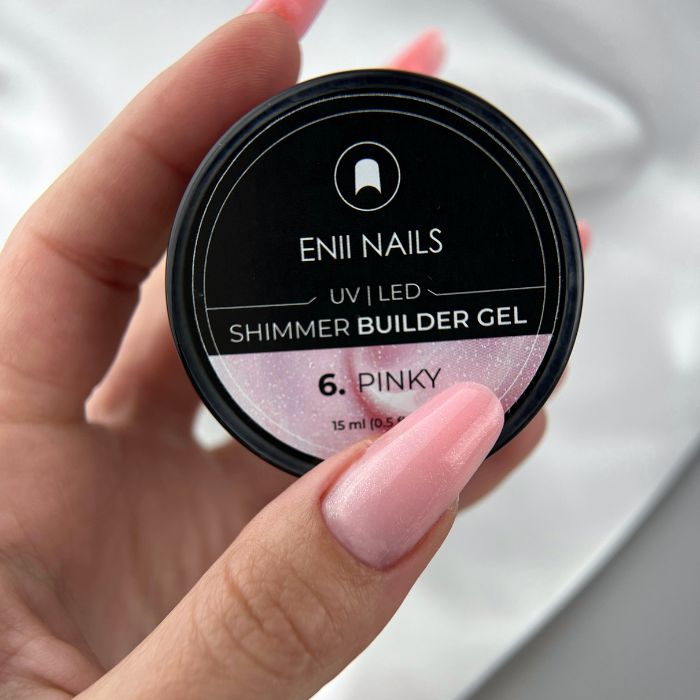 builder gel shimmer pinky eniinails unghie