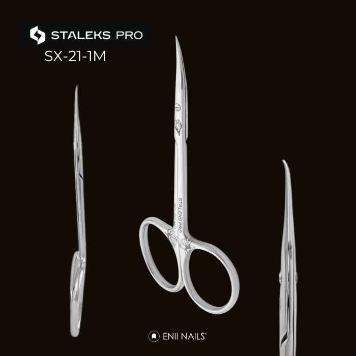 Forbici professionali per cuticole con punta a gancio Staleks EXCLUSIVE 21 TYPE 1 -